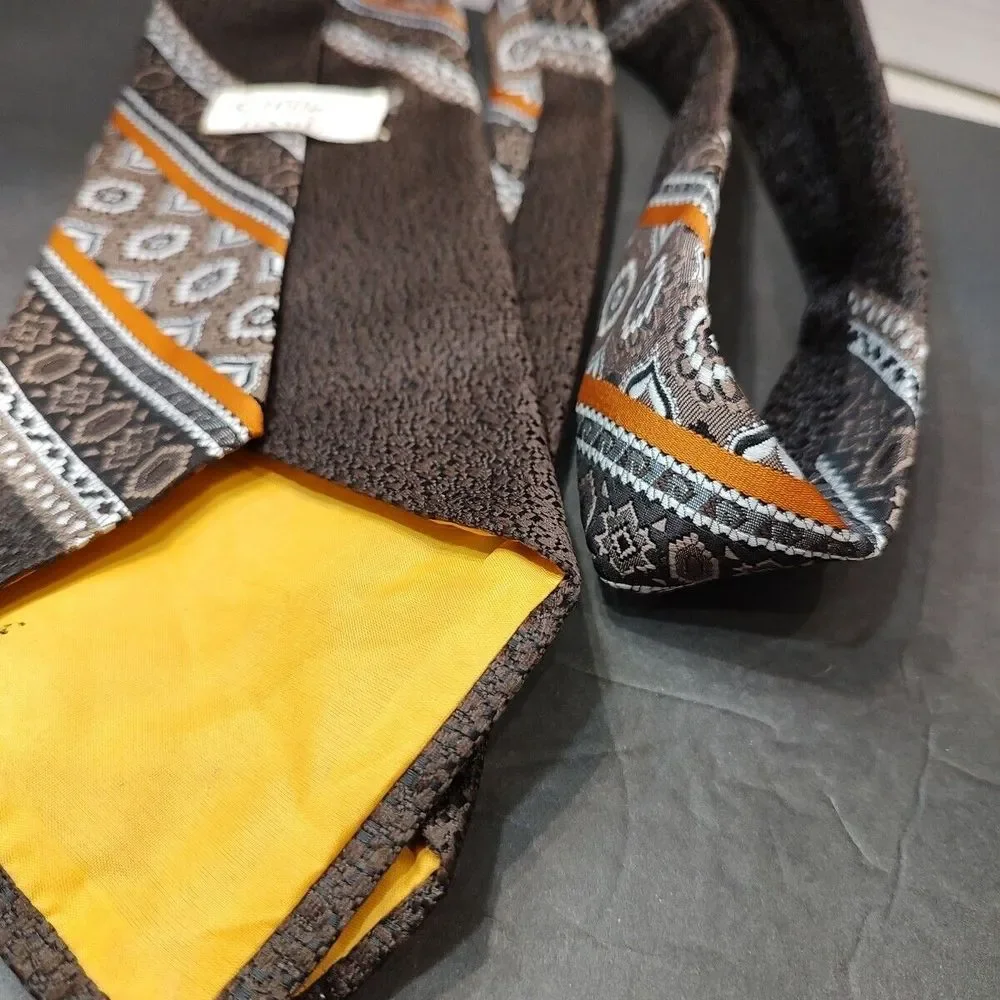 Sid Robbins VINTAGE MENS TIE BROWN GOLD‎ 57